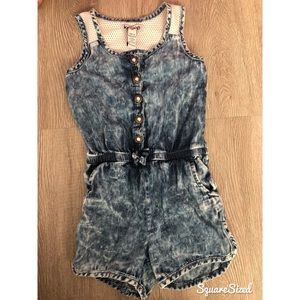 Kensie acid wash denim romper